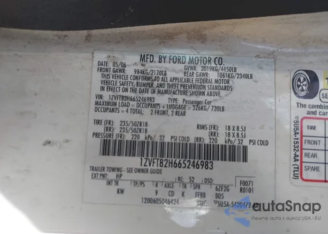 2006 Ford Mustang Gt from USA, damaged, VIN 1ZVFT82H665246983